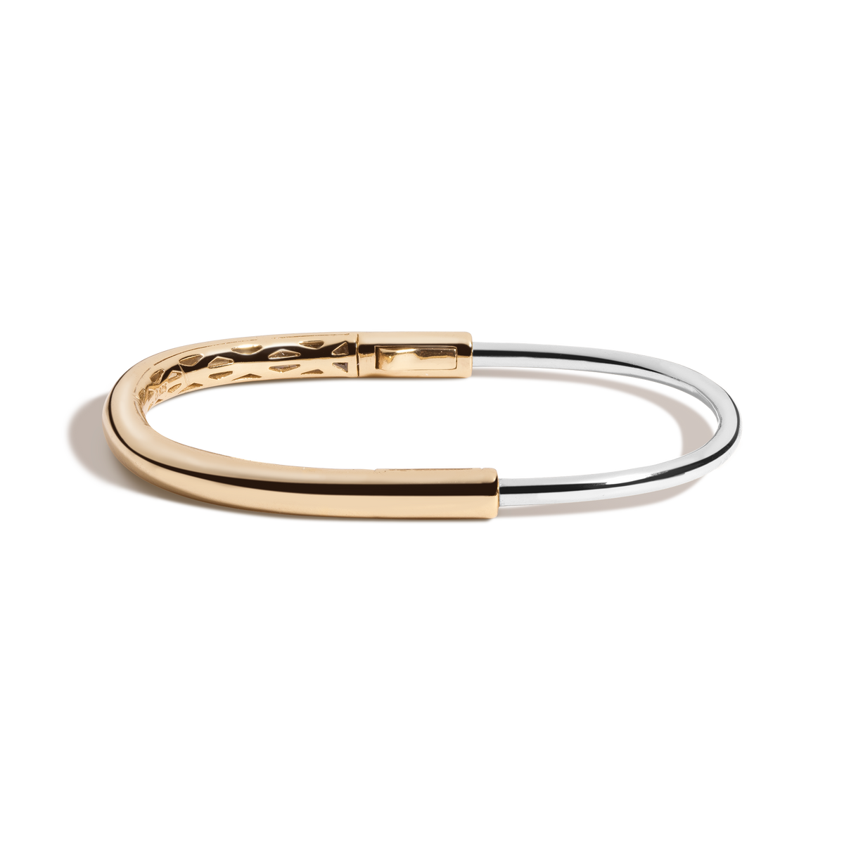 Swing Lock Bangle Bracelet Vermeil Two-Tone Gold S/M M/L