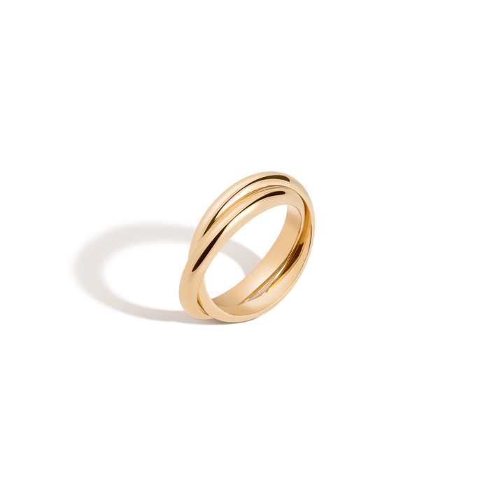 Double Interlocking Ring Vermeil 14k Yellow Gold