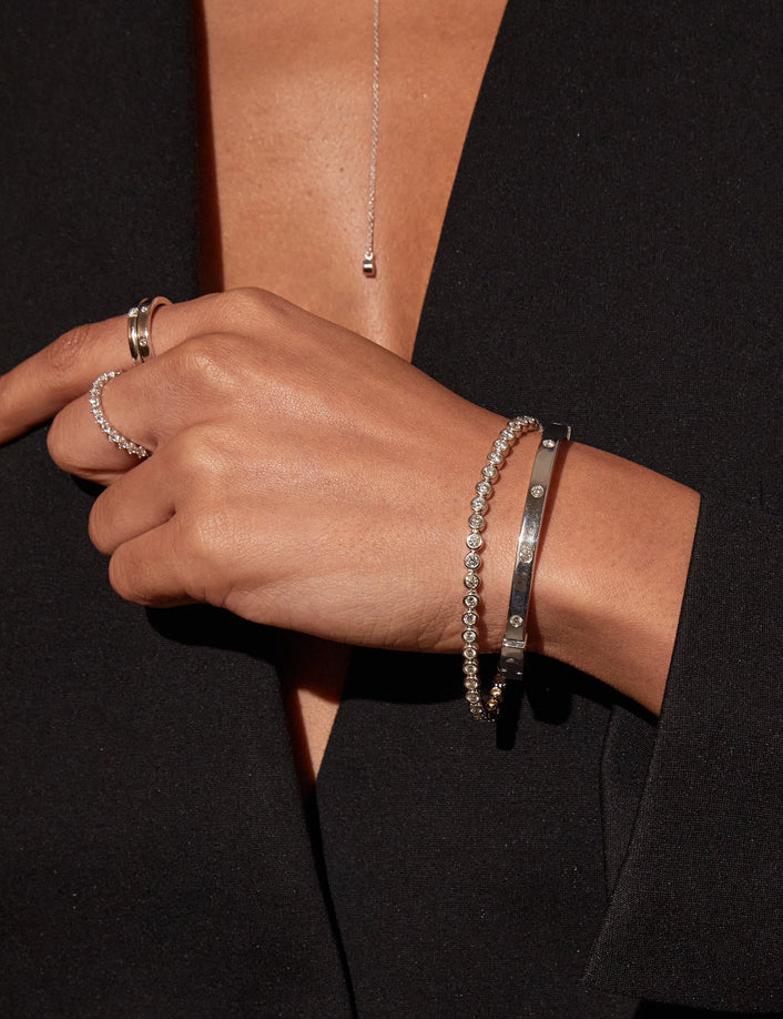 Lab Grown White Sapphire Bezel Tennis Bracelet