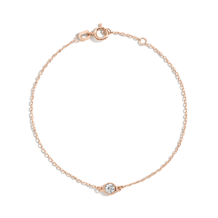 Medium Lab Grown Diamond Bezel Bracelet 14k 18k Rose Gold 6.5in 7in First