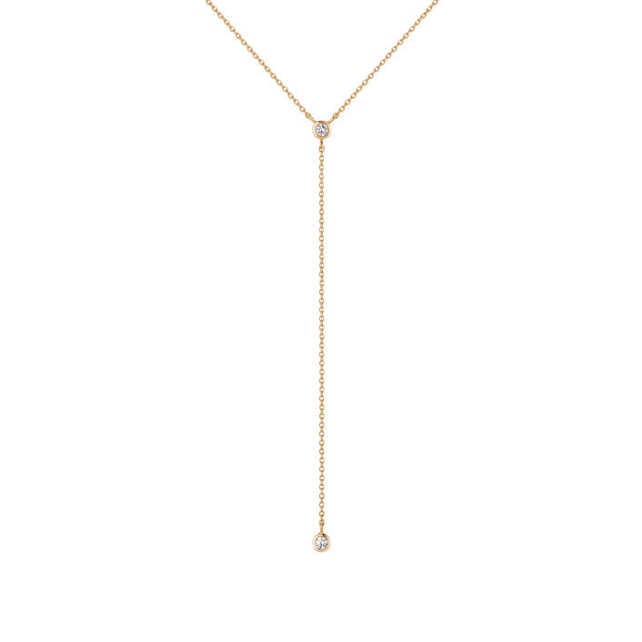 Lab Grown Diamond Bezel Lariat 14k 18k Yellow Gold 18in First