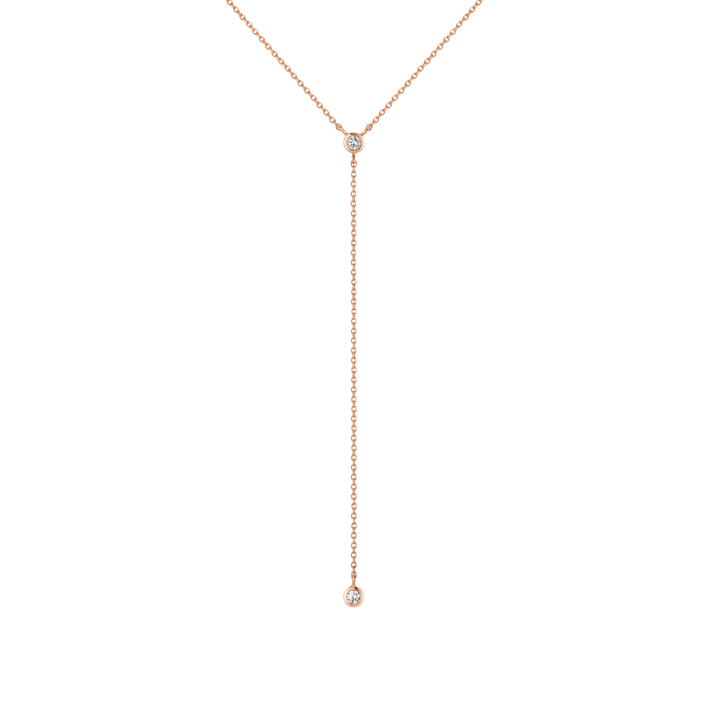 Lab Grown Diamond Bezel Lariat 14k 18k Rose Gold 18in First