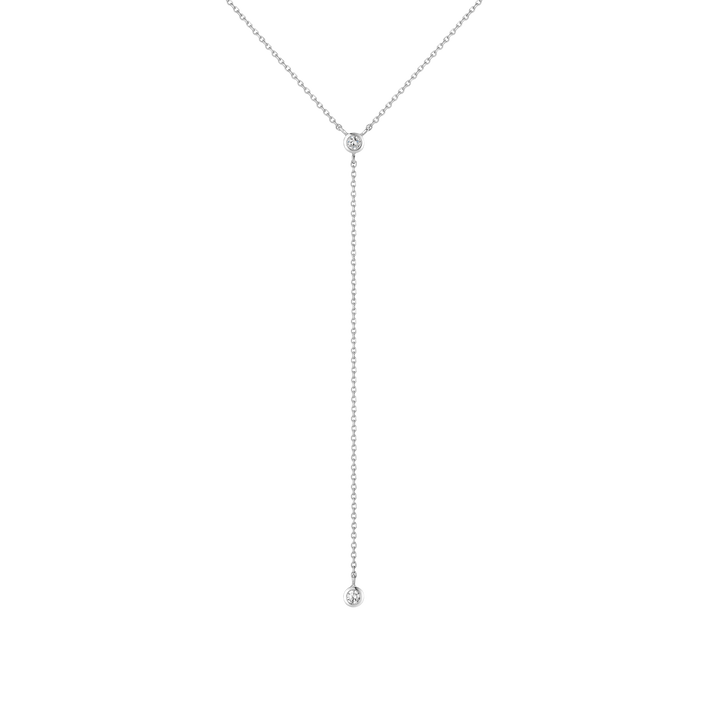 Lab Grown Diamond Bezel Lariat Silver 14k 18k White Gold 18in First