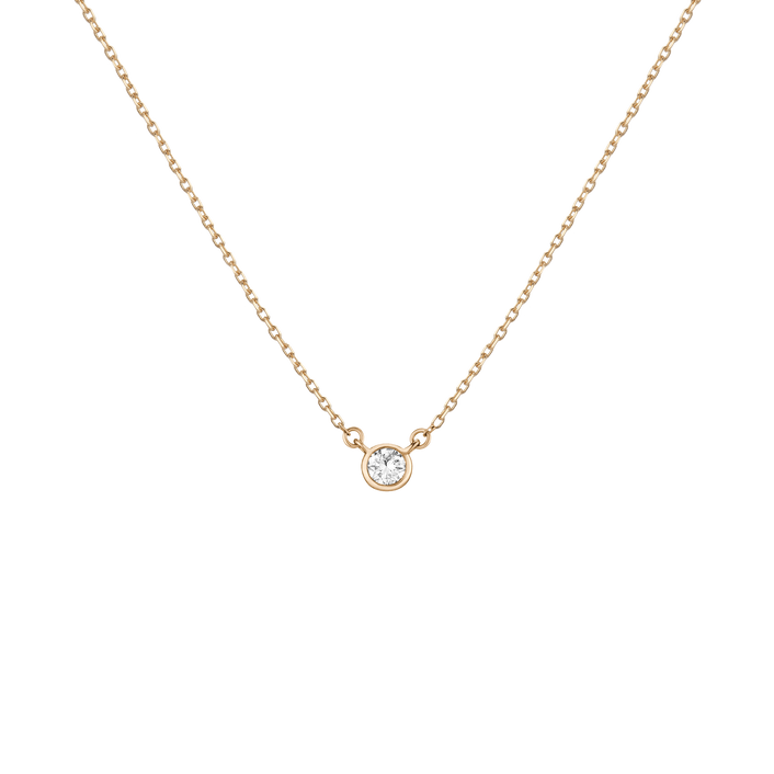 Medium Lab Grown Diamond Bezel Necklace 14k 18k Yellow Gold 18in First