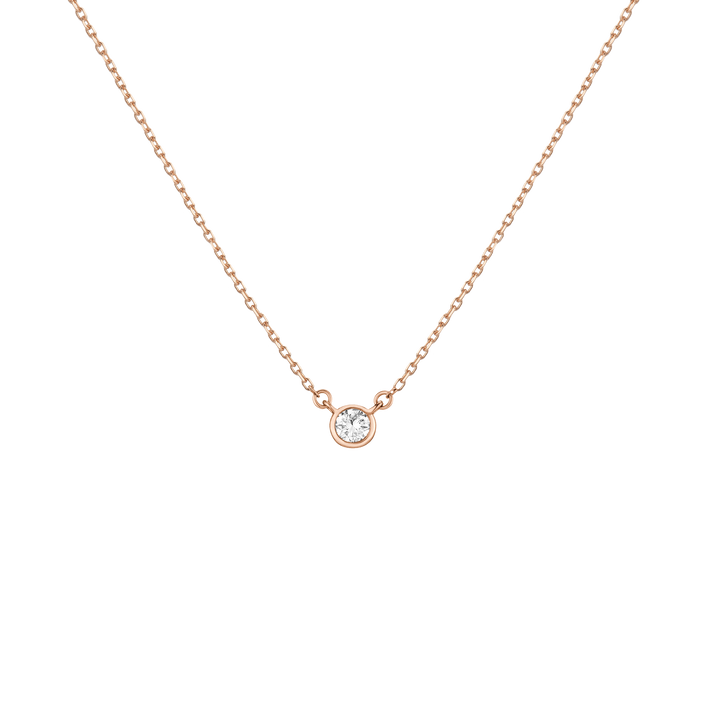 Medium Lab Grown Diamond Bezel Necklace 14k 18k Rose Gold 18in First