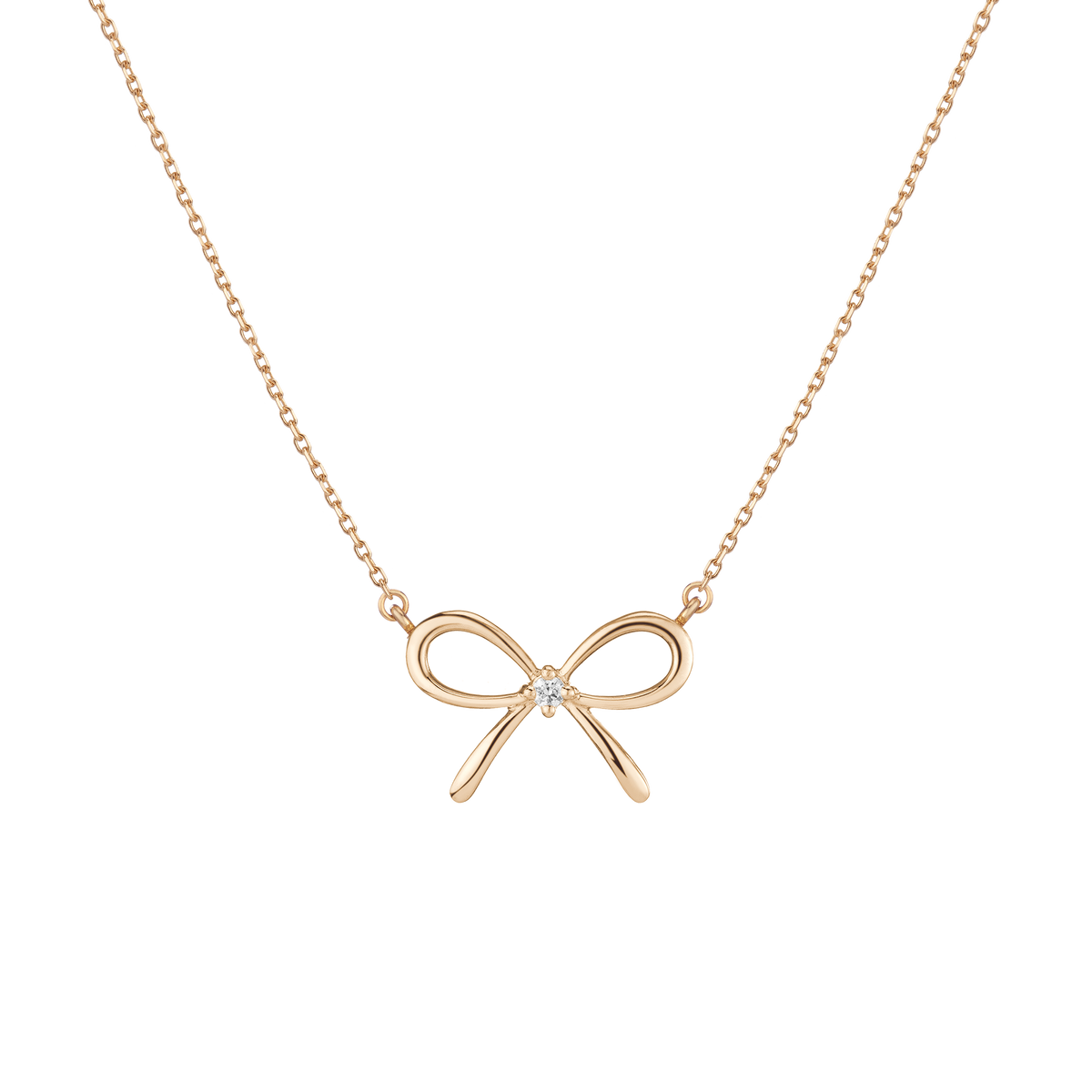 Lab Grown Diamond Bow Necklace 14k 18k Yellow Gold 18in First