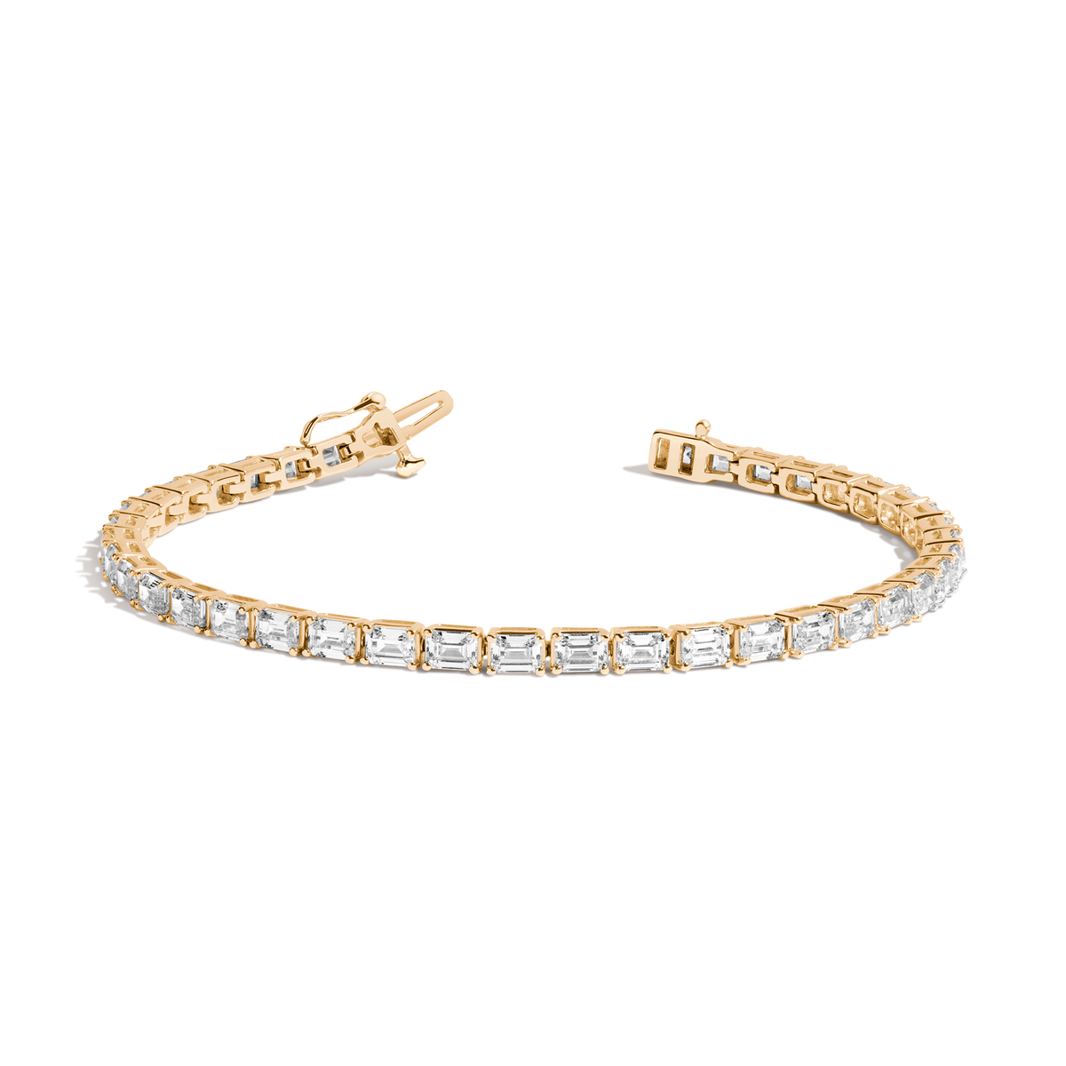 Lab Grown Diamond Emerald Tennis Bracelet 14k Yellow Gold 6in 6.5in 7in 7.5in First