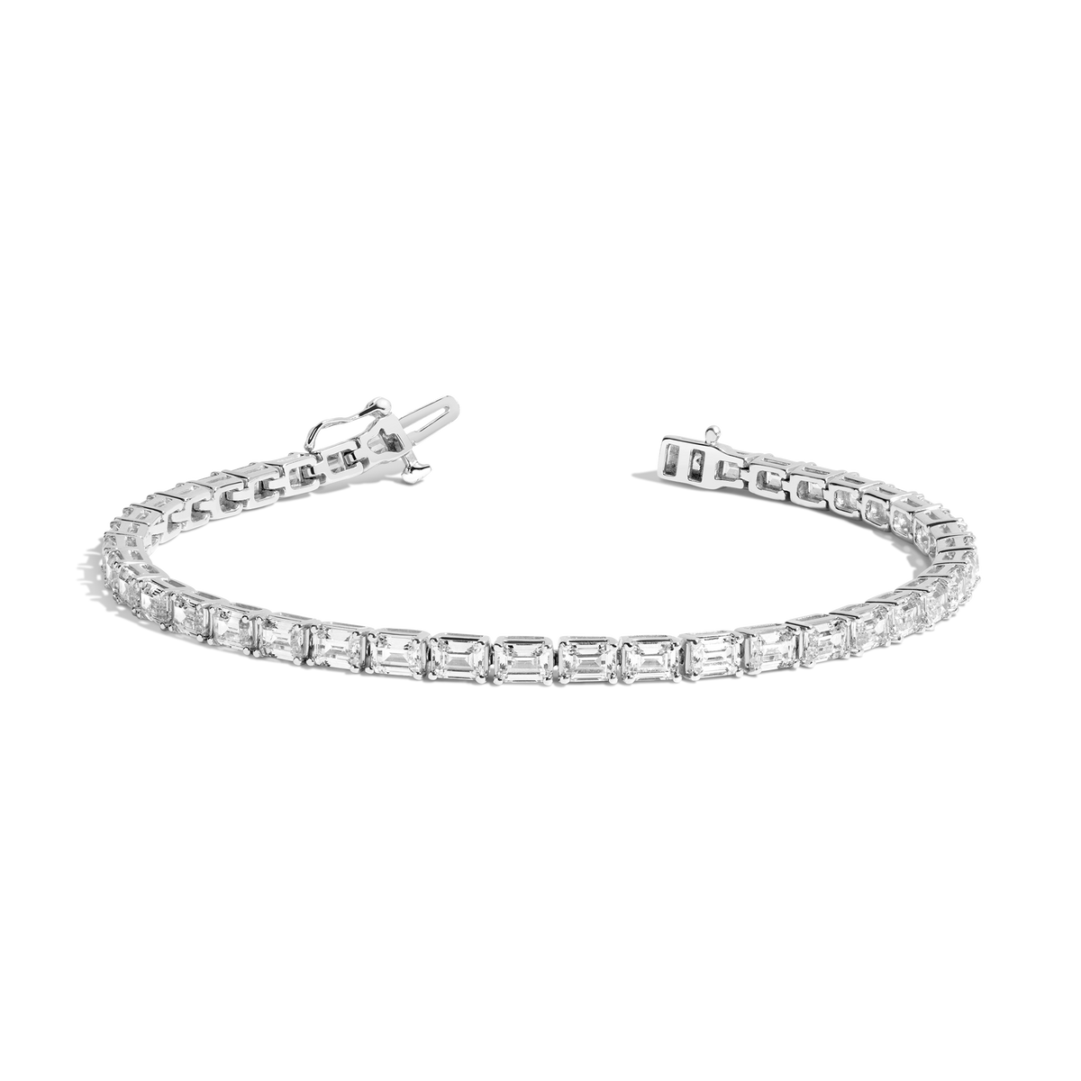 Lab Grown Diamond Emerald Tennis Bracelet 14k White Gold 6in 6.5in 7in 7.5in First