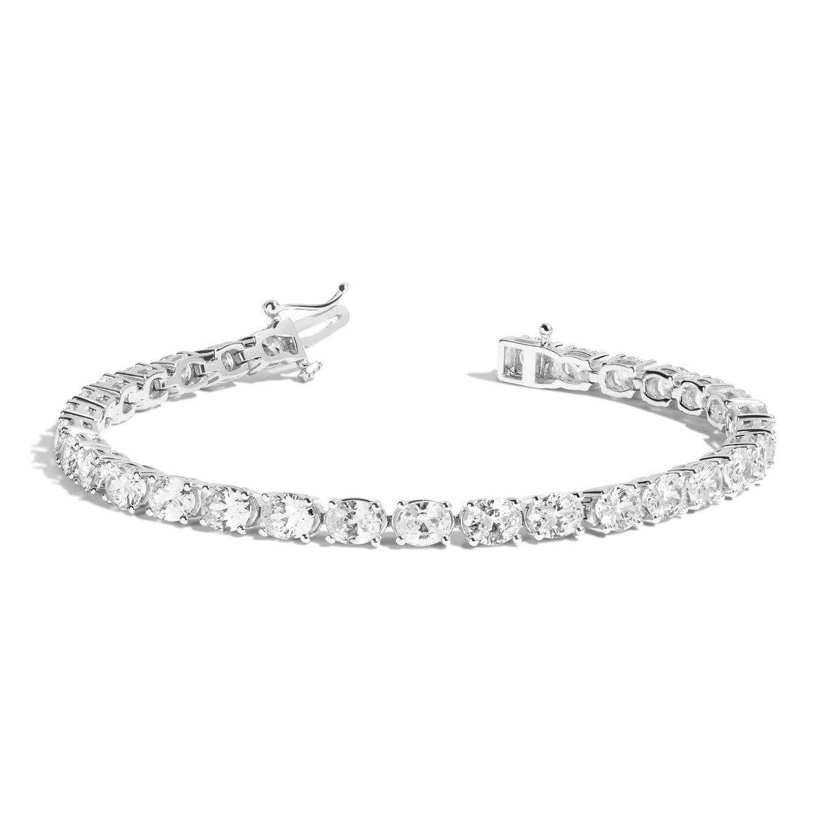 Lab Grown Diamond Oval Tennis Bracelet 14k White Gold 6in 6.5in 7in 7.5in First