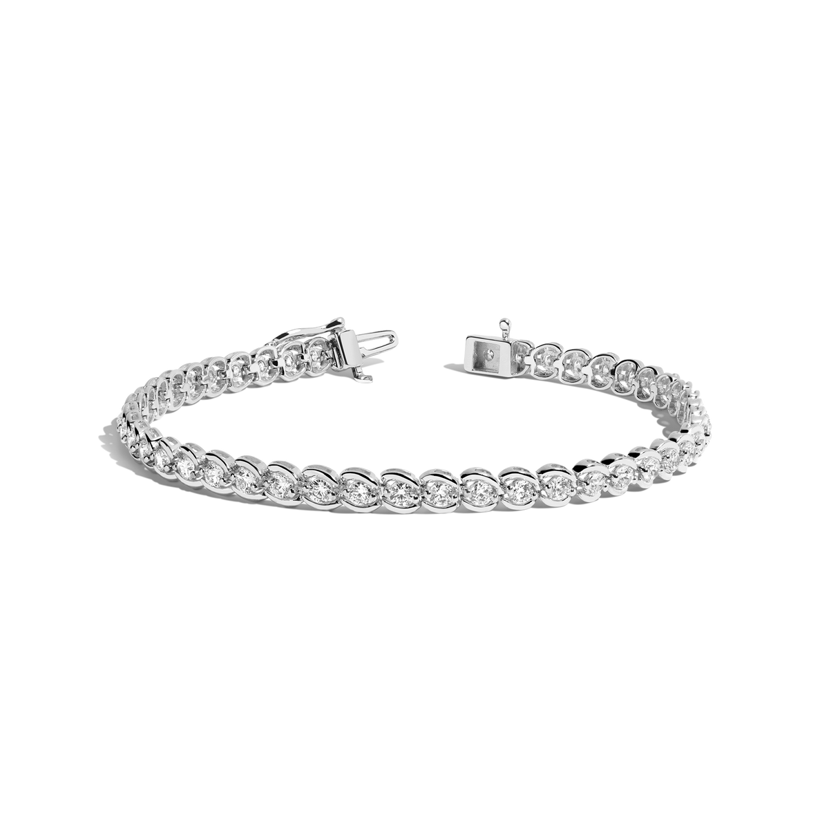 Lab Grown Diamond Vintage Bezel Tennis Bracelet White Gold 14k 6in 6.5in 7in 7.5in First