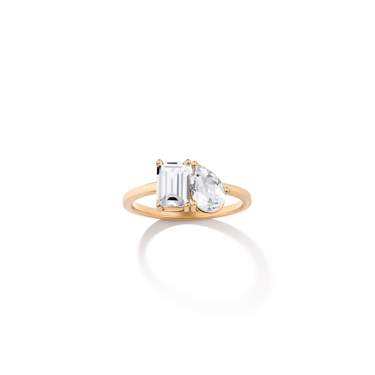 Toi et Moi Gemstone Classic Ring  - White Topaz & White Topaz 14k Vermeil Yellow Gold First