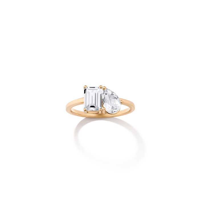 Toi et Moi Gemstone Classic Ring  - White Topaz & White Topaz 14k Vermeil Yellow Gold First