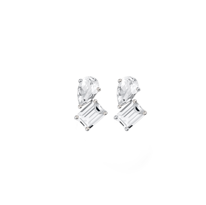 Toi et Moi Gemstone Heirloom Earring - Amethyst & Red Ruby Vermeil White Gold Single First