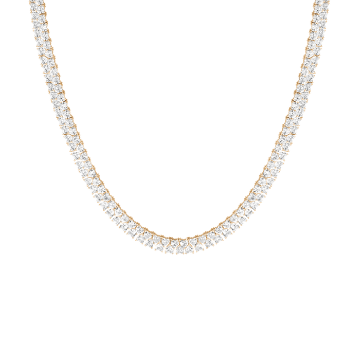 Lab Grown White Sapphire Love Affair Tennis Necklace Vermeil Yellow Gold 16in First