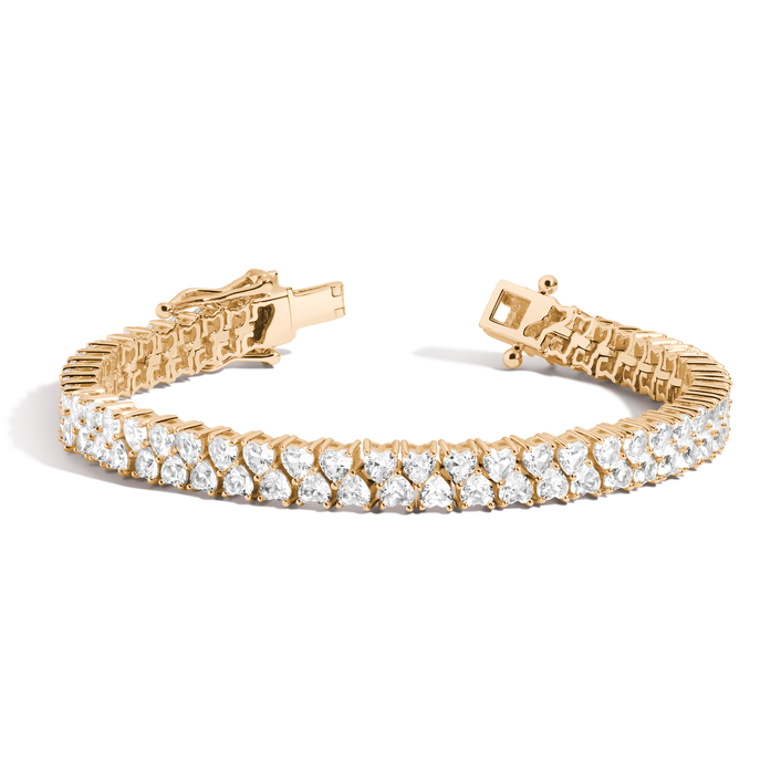 Lab Grown White Sapphire Love Affair Tennis Bracelet Vermeil Yellow Gold 6.5in 7in First