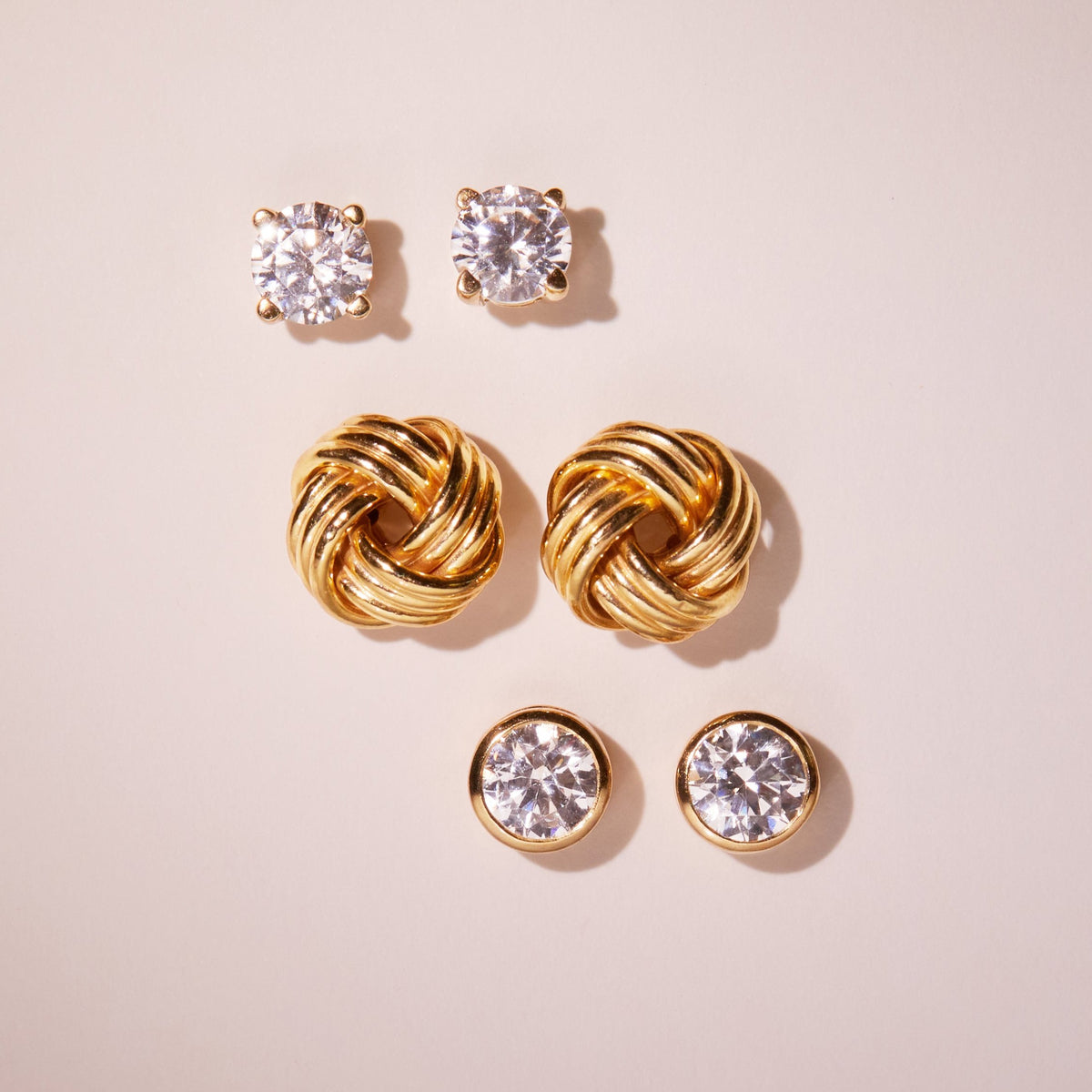 Gold Knot Stud Earrings