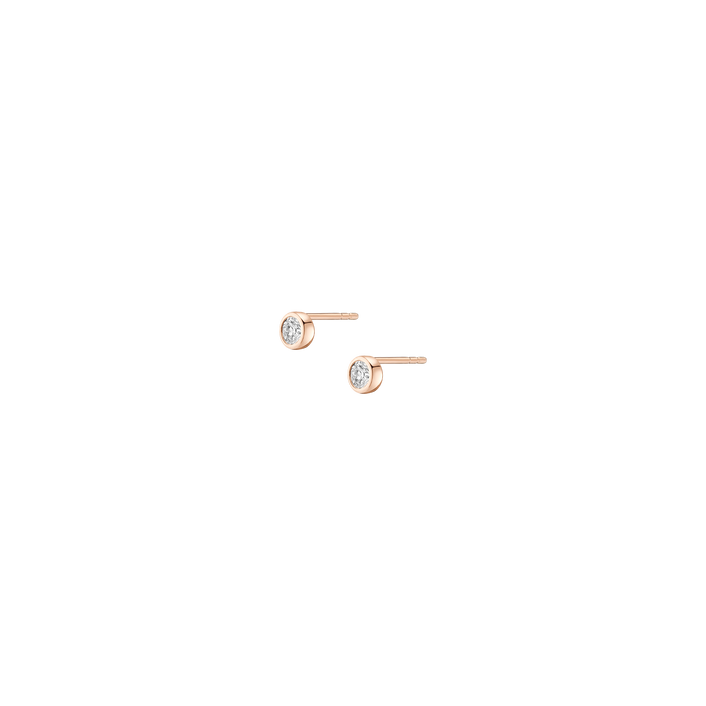 Medium Lab Grown Diamond Bezel Stud Earrings 14k 18k Rose Gold