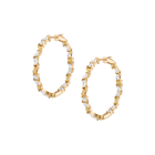 Lab Grown White Sapphire and Canary Mixed Shape Hoop Earrings