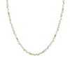 Lab Grown White Sapphire and Canary Mixed Shape Tennis Necklace Vermeil White Gold 16in First