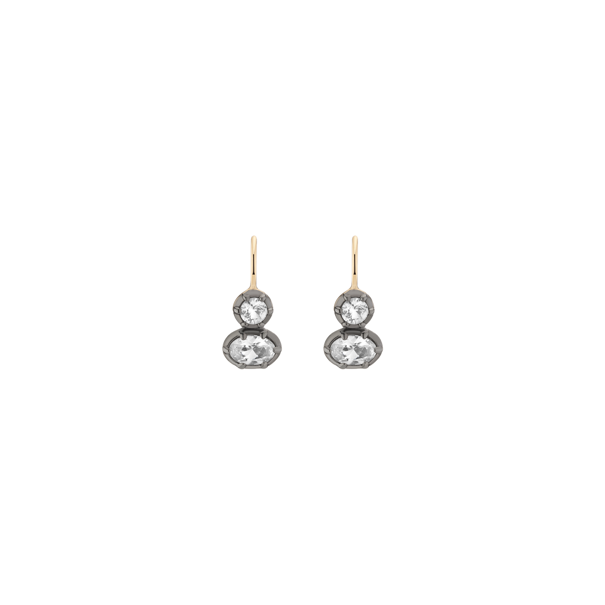 Aurate x Molly Dickson: Georgian Drop Earrings Vermeil Black Rhodium Gold First