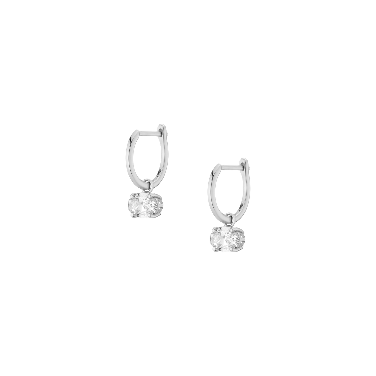 Aurate x Molly Dickson: Oval Lab Grown Diamond Huggie Earrings 14k White Gold 2ct