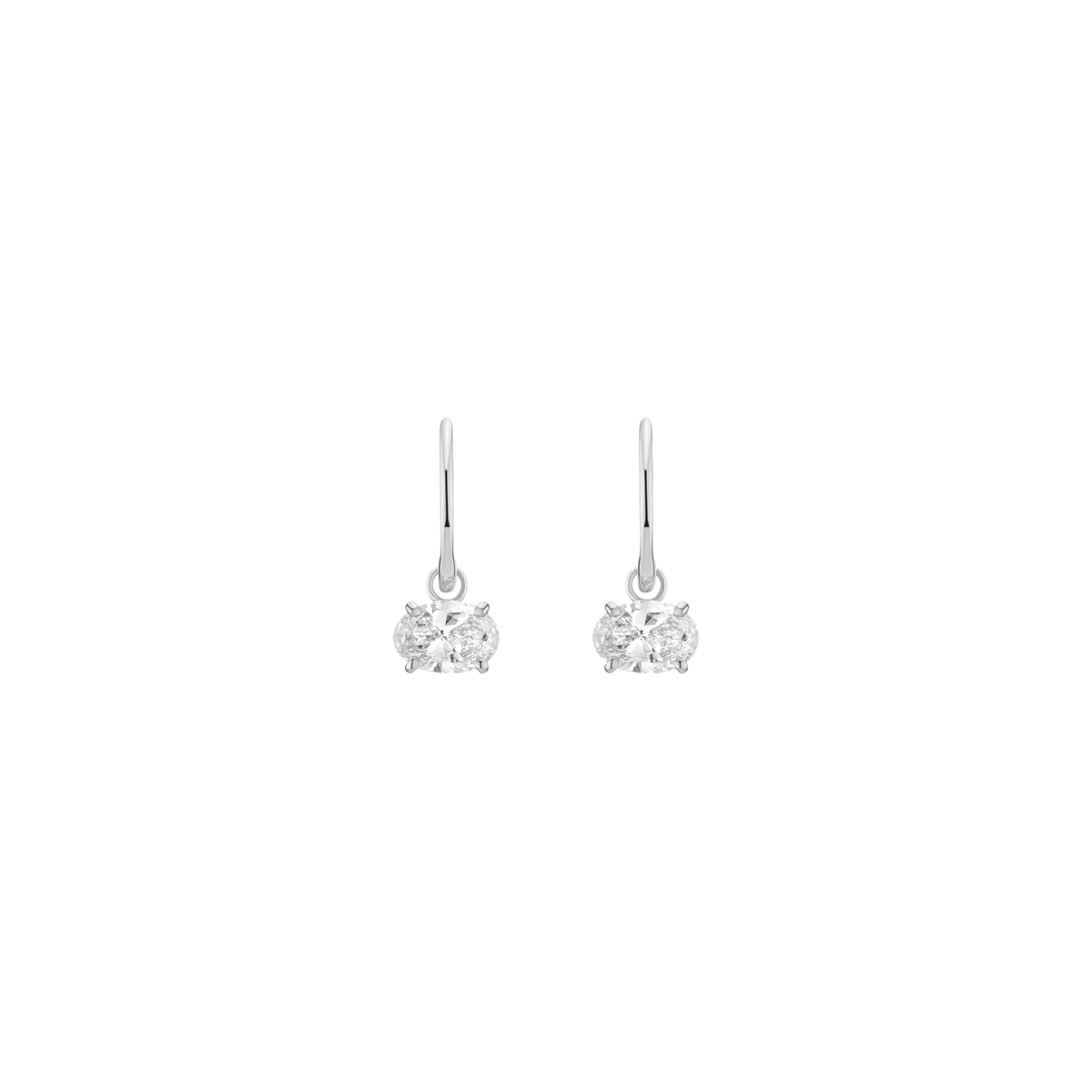 Aurate x Molly Dickson: Oval Lab Grown Diamond Huggie Earrings 14k White Gold 2ct First