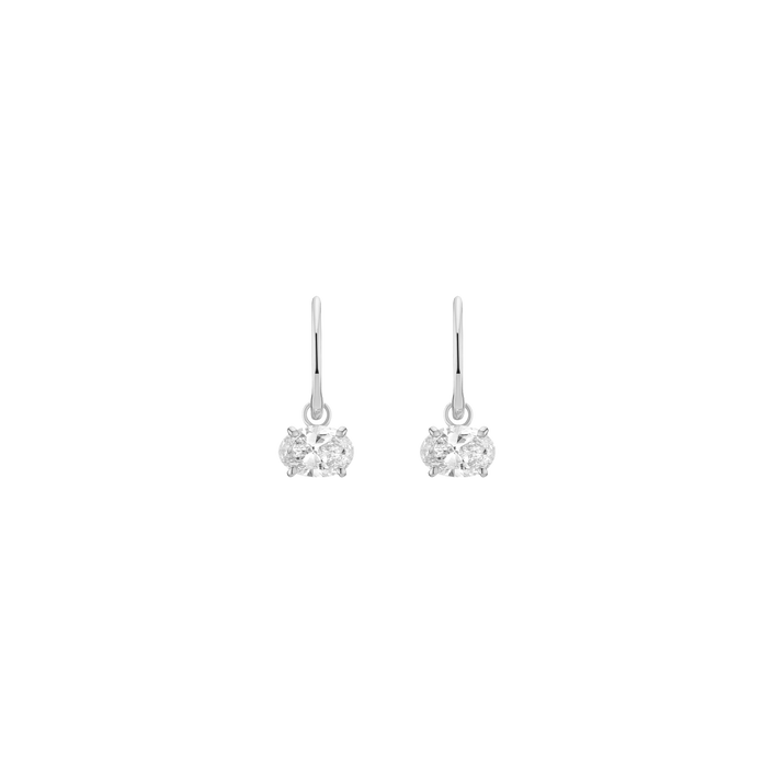 Aurate x Molly Dickson: Oval Lab Grown Diamond Huggie Earrings 14k White Gold 2ct First