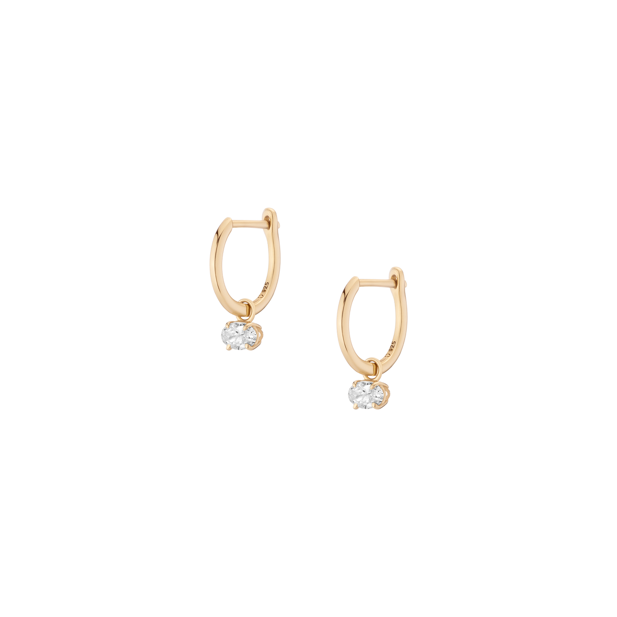 Aurate x Molly Dickson: Oval Lab Grown Diamond Huggie Earrings 14k Yellow Gold 0.7ct