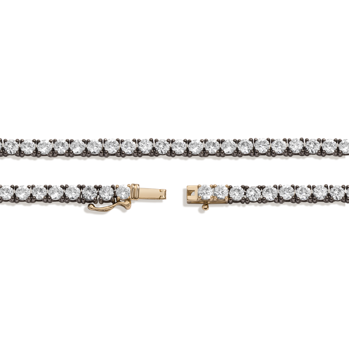 Aurate x Molly Dickson: Classic Black Rhodium Tennis Necklace Vermeil Black Rhodium 16in 13ct 