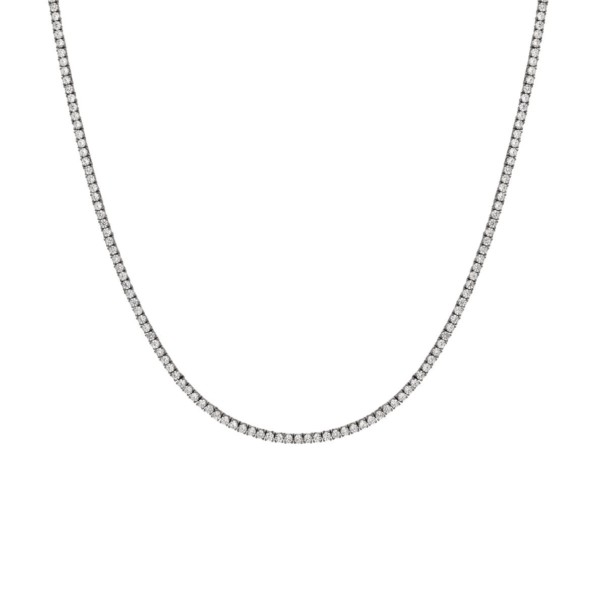 Aurate x Molly Dickson: Classic Black Rhodium Tennis Necklace Vermeil Black Rhodium 16in 7ct 