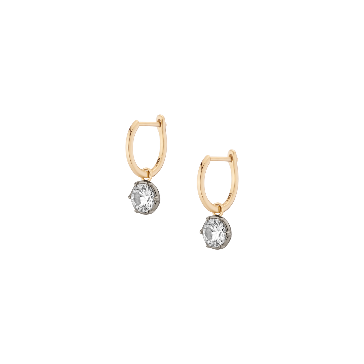 Aurate x Molly Dickson: Georgian Drop Huggie Earrings Vermeil Black Rhodium 6mm