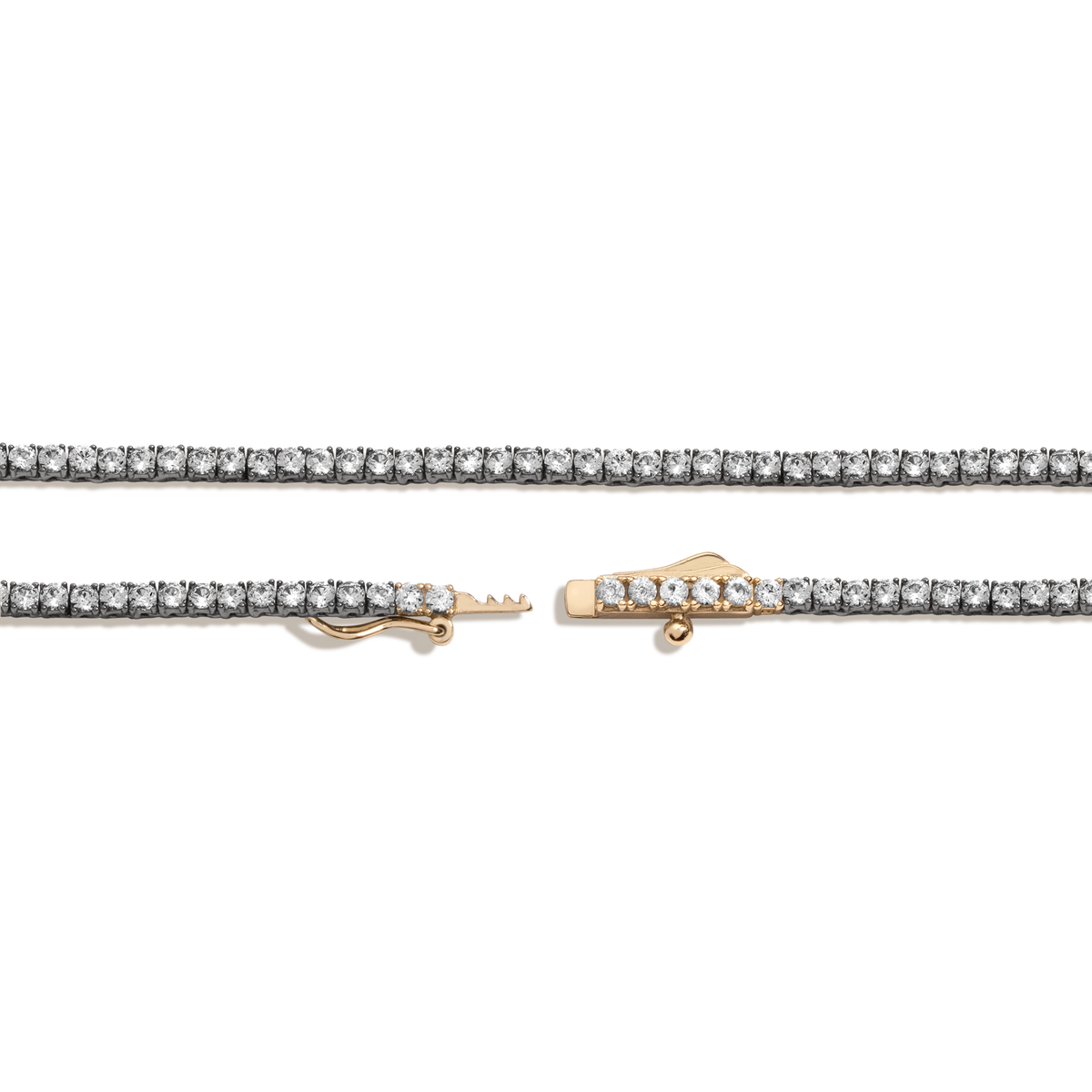 Aurate x Molly Dickson: Classic Black Rhodium Tennis Necklace Vermeil Black Rhodium 16in 7ct 