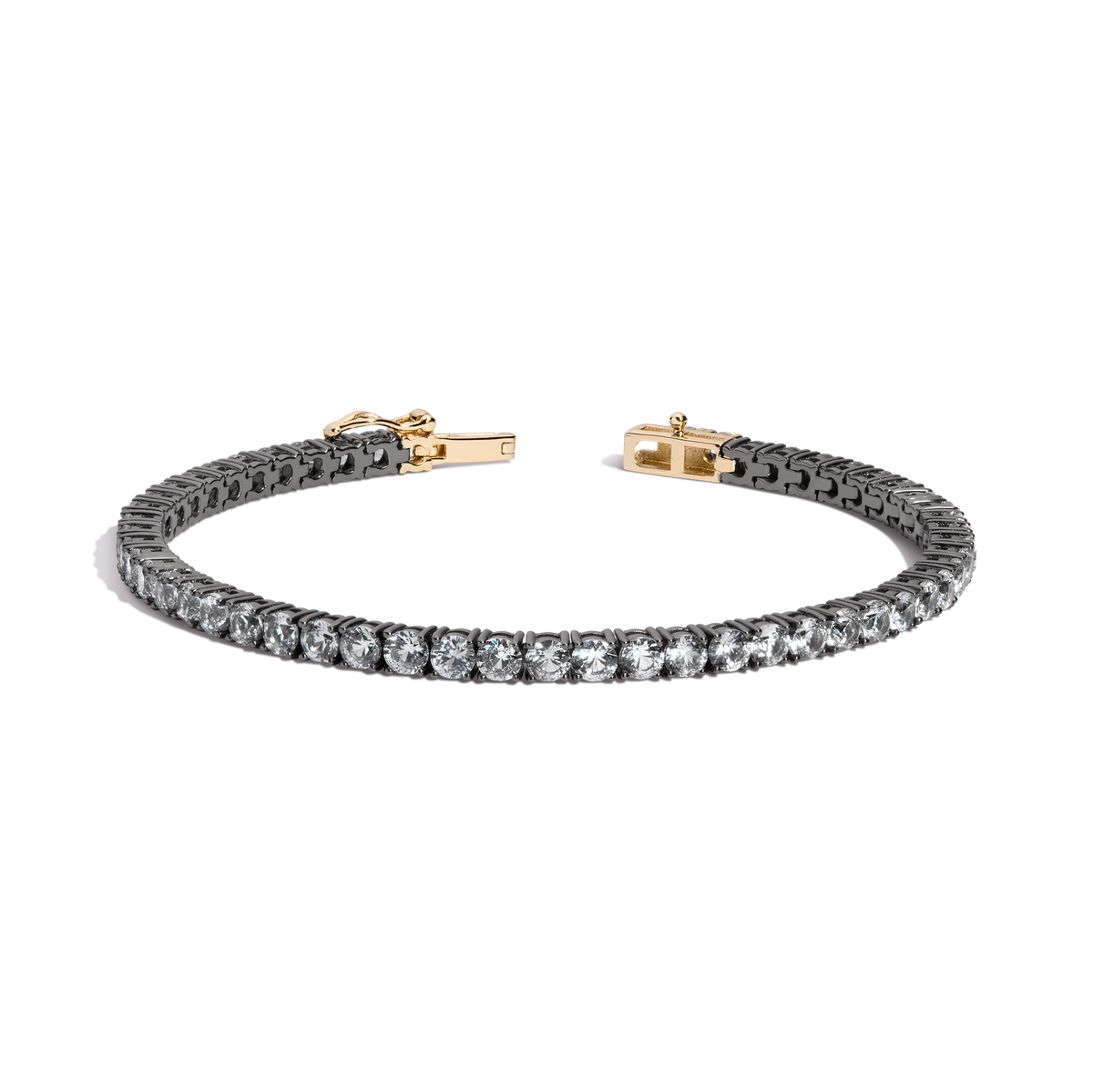 Aurate x Molly Dickson: Classic Black Rhodium Tennis Bracelet Vermeil Black Rhodium 6ct 6in 6.5in 7in 7.5in First