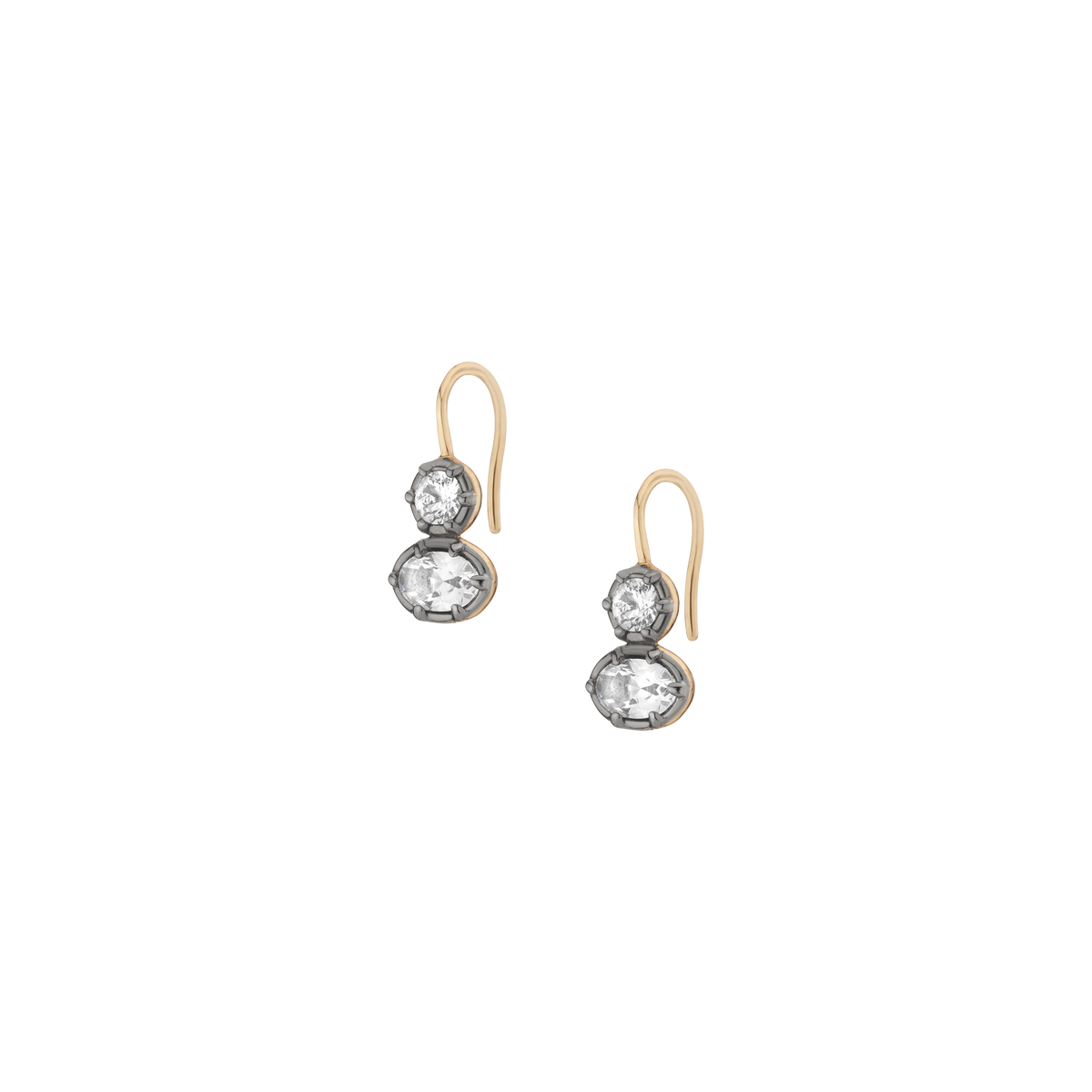 Aurate x Molly Dickson: Georgian Drop Earrings Vermeil Black Rhodium Gold