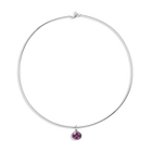 Lab Grown Amethyst Oval Pendant Collar Necklace