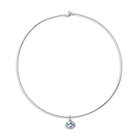 Lab Grown Aquamarine Oval Pendant Collar Necklace