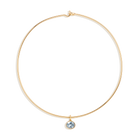 Lab Grown Aquamarine Oval Pendant Collar Necklace