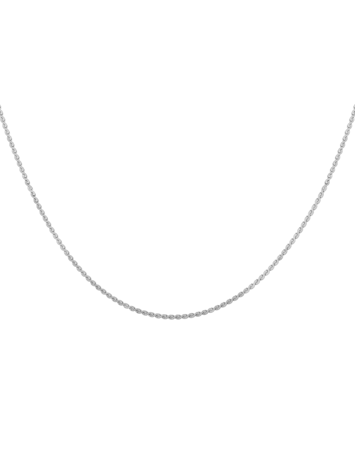 Wave Chain Necklace Stainless Steel White Gold 18in First