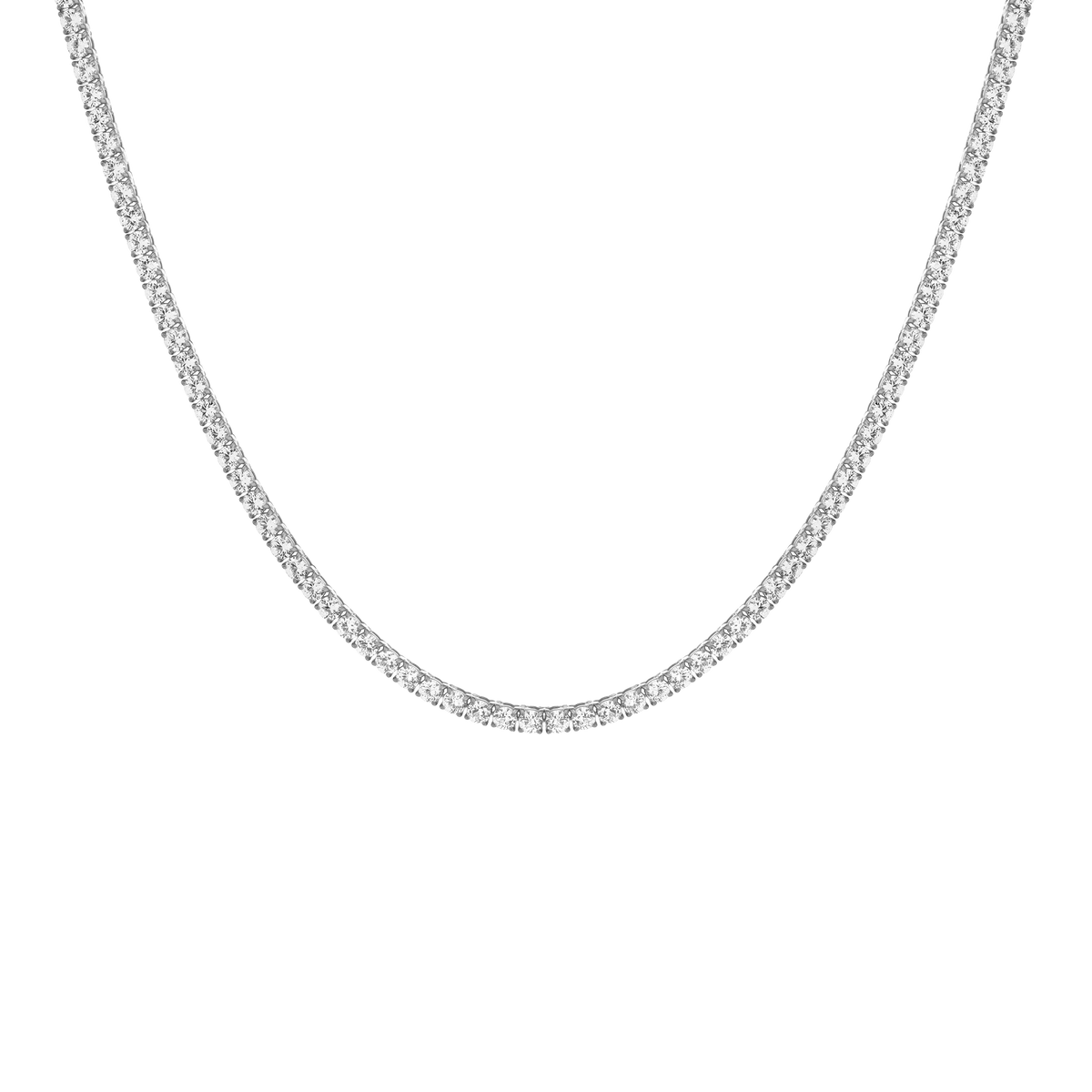 Unbreakable Lab Grown White Sapphire Tennis Necklace Stainless Steel White Gold 16in First