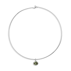 Lab Grown Green Sapphire Oval Pendant Collar Necklace