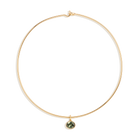 Lab Grown Green Sapphire Oval Pendant Collar Necklace