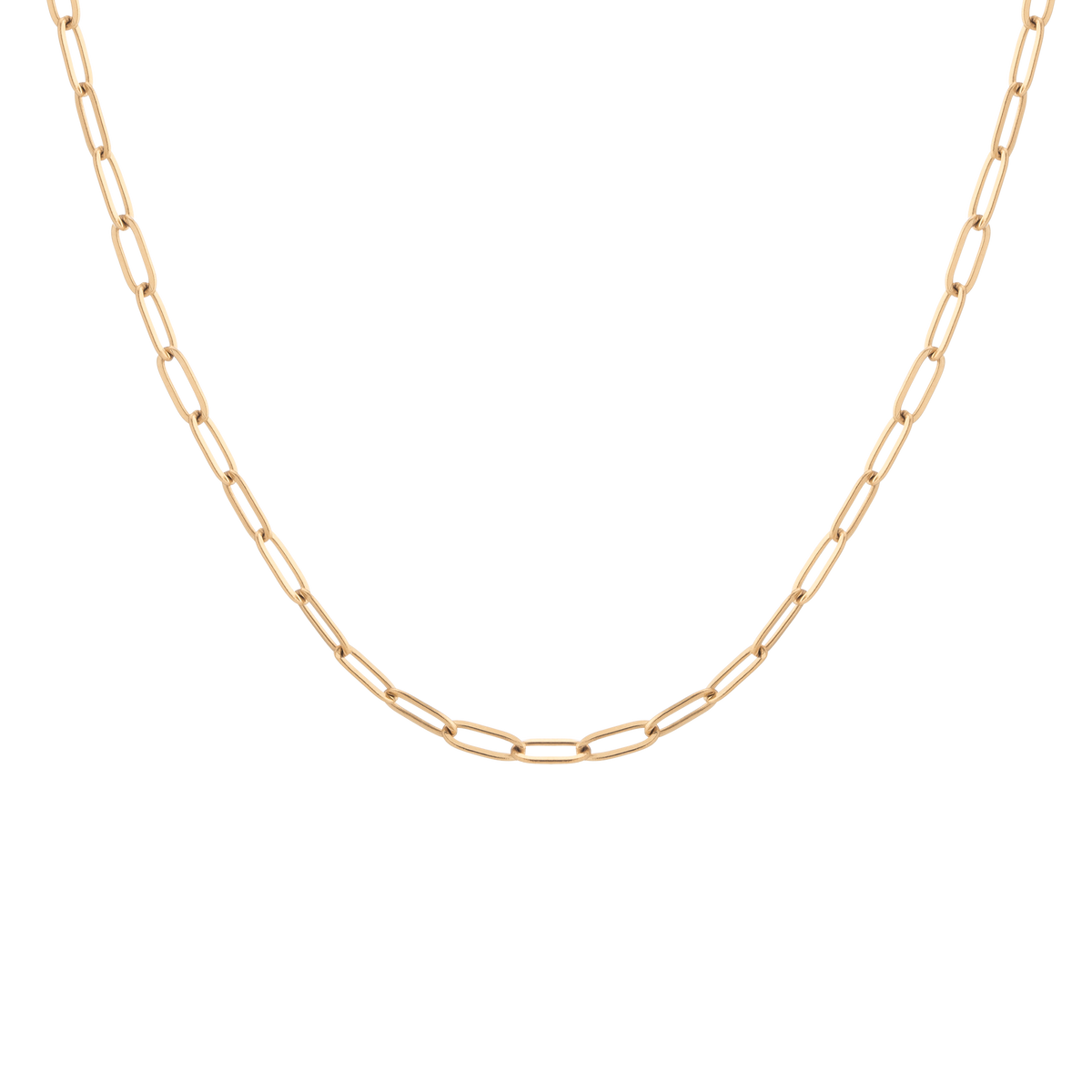 Unbreakable Paperclip Chain Necklace Stainless Steel Yellow Gold 18in First