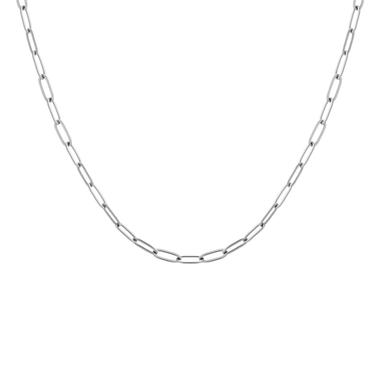 Unbreakable Paperclip Chain Necklace Stainless Steel White Gold 18in First