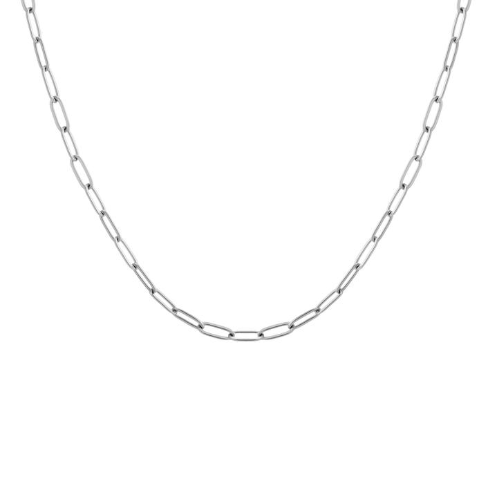 Unbreakable Paperclip Chain Necklace Stainless Steel White Gold 18in First
