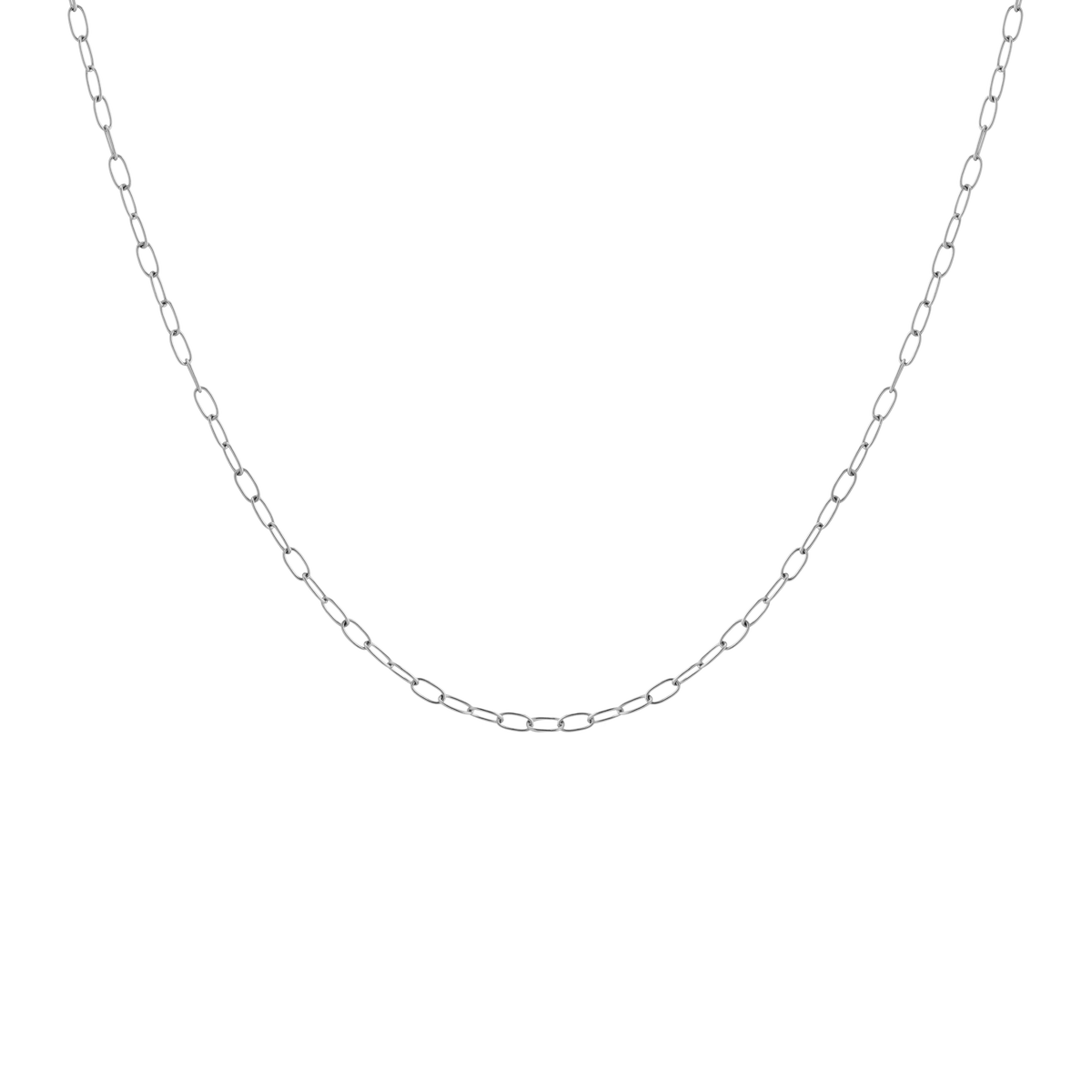 Unbreakable Mini Paperclip Chain Necklace Stainless Steel White Gold 18in First