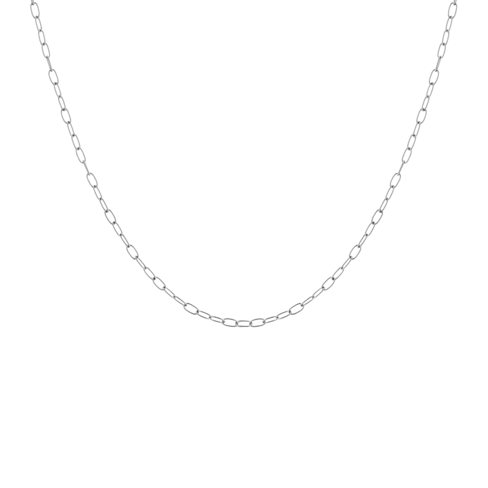 Unbreakable Mini Paperclip Chain Necklace Stainless Steel White Gold 18in First