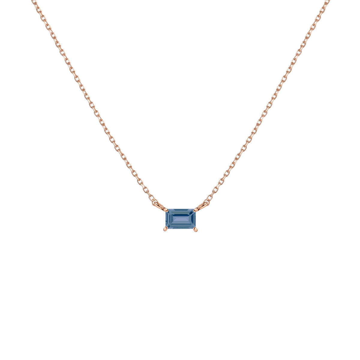 Birthstone Baguette Necklace Vermeil 14K 18K Rose Gold Alexandrite - Jun