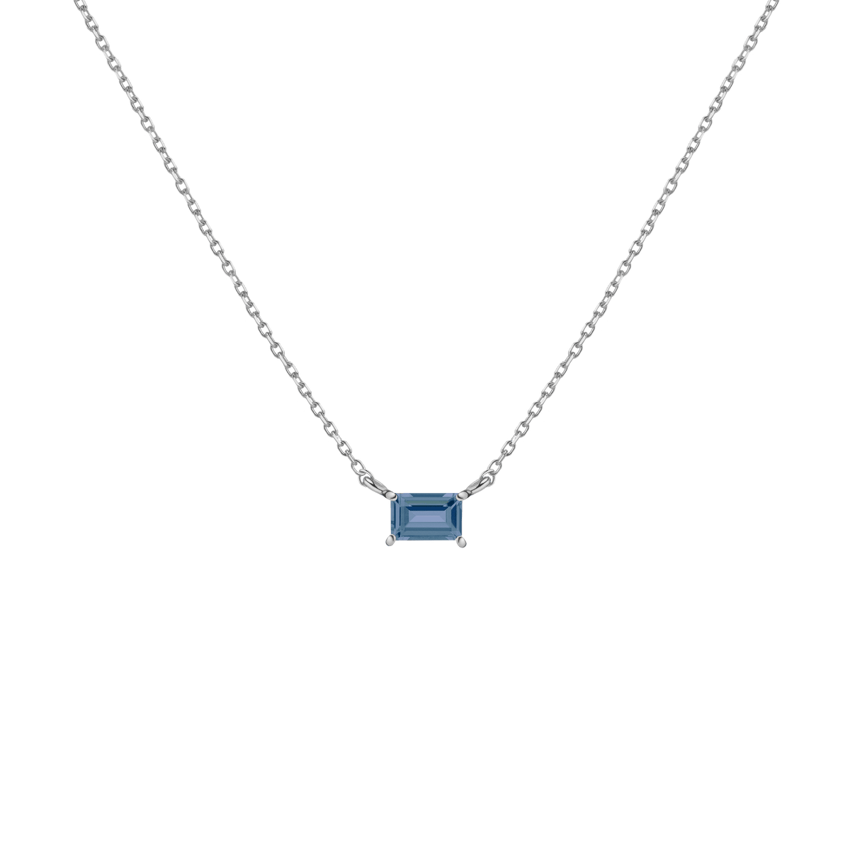 Birthstone Baguette Necklace Vermeil 14K 18K White Gold Alexandrite - Jun