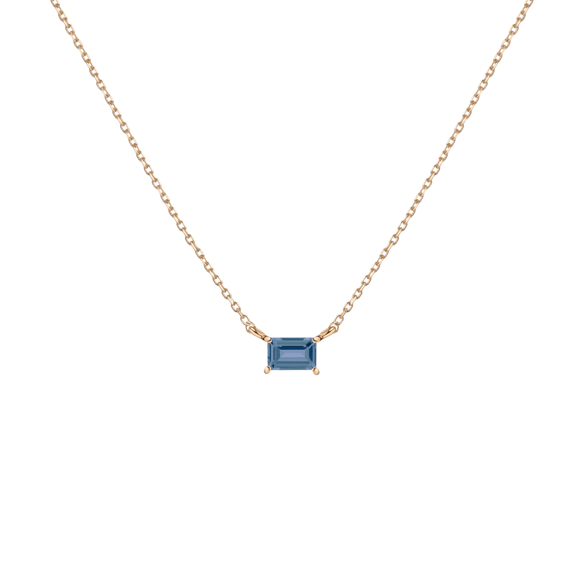 Birthstone Baguette Necklace Vermeil 14K 18K Yellow Gold Alexandrite - Jun