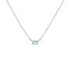 Birthstone Baguette Necklace Vermeil 14K 18K Rose Gold Aquamarine - Mar First